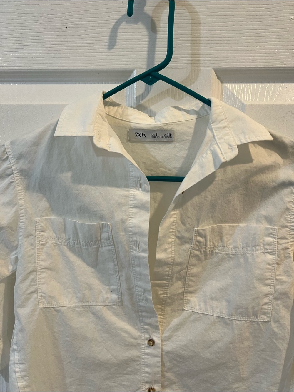 ZARA White Button-Up Cotton Shirt